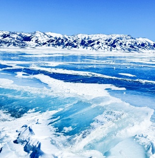 Sayram Lake blue ice